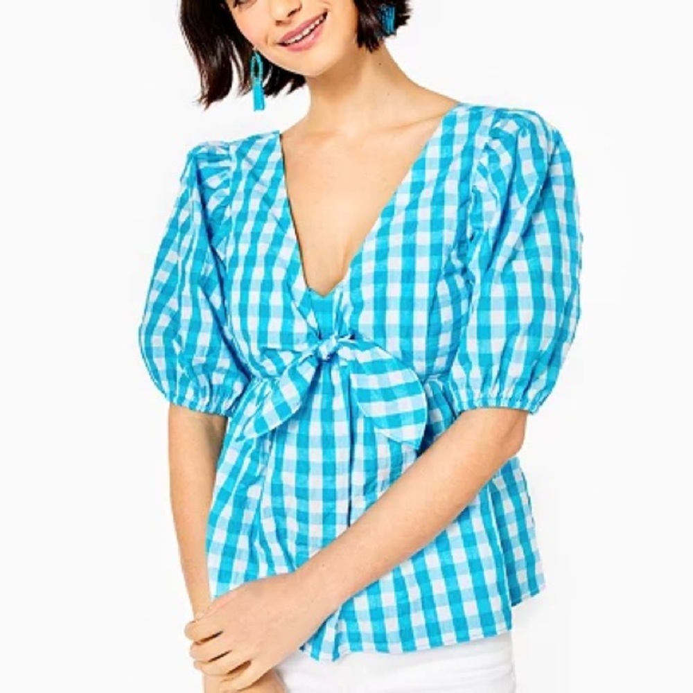 NWT Lilly Pulitzer Sarafina Gingham Babydoll Top